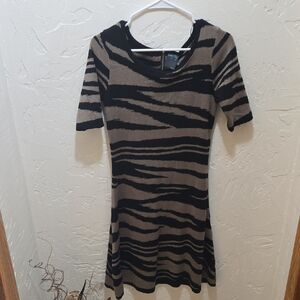 Gabby Skye Black and Tan Zebra Print Mini Dress